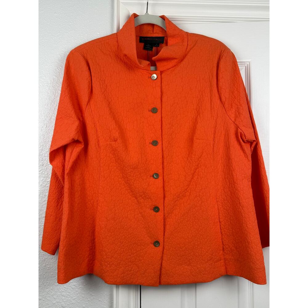 Nina McLemore Orange Textured Jacket Button Front Size 12
